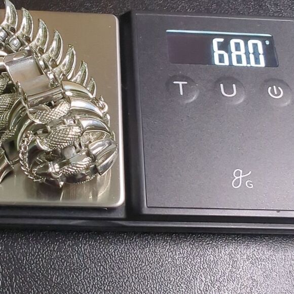 Vintage 50's Coro Silvertone Steer Horn Bracelet with Safety Chain. - Picture 12 of 12